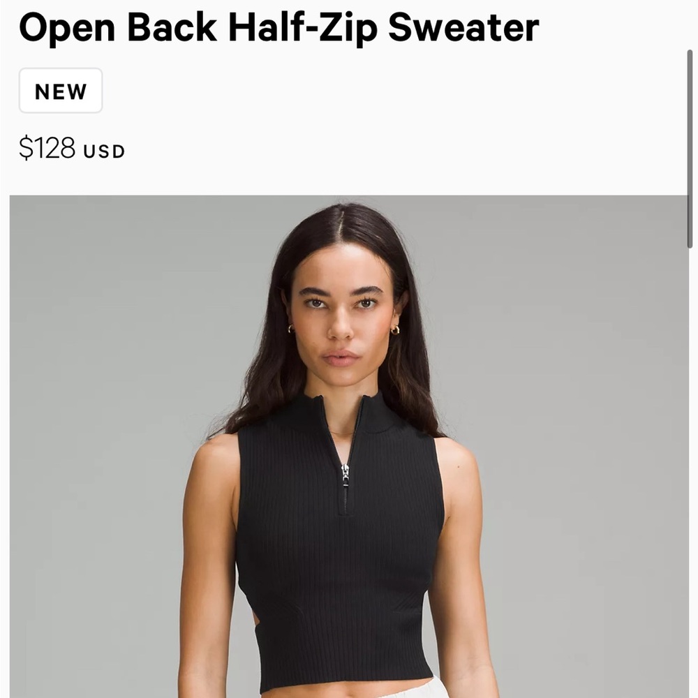 New lululemon Open Back Half-Zip Sweater